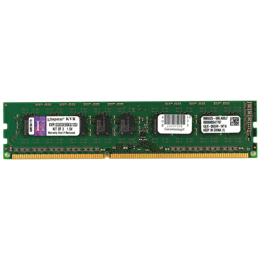 KVR1333D3E9SK3-12GI KINGSTON MEMORY 4GB 2RX8 DDR3 10600E DDR3